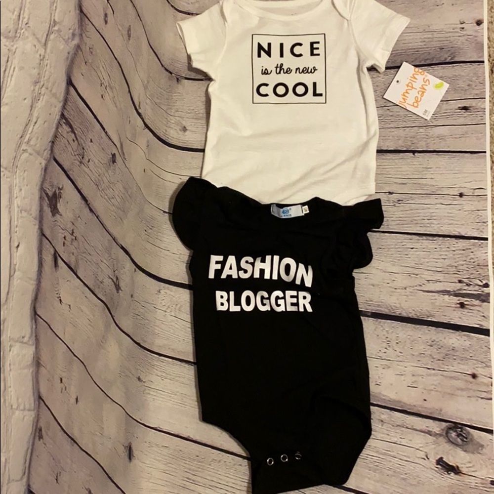 Jumping Bean & Ruffled Sleeve Canis Brand Onesies